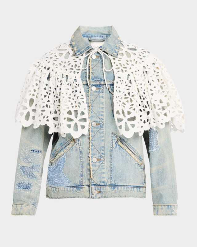 Oli Patchwork Denim Jacket with Cape